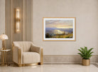 William Trost Richards Print, Lake Squam from Red Hill (1874) displayed in an Art Deco interior