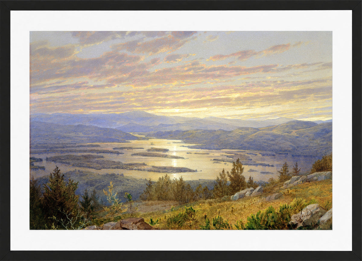 William Trost Richards Print, Lake Squam from Red Hill (1874) in a black frame