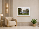William Trost Richards Print, Landscape (1860) displayed in an Art Deco interior