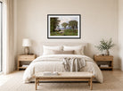 William Trost Richards Print, Landscape (1860) displayed above a bed