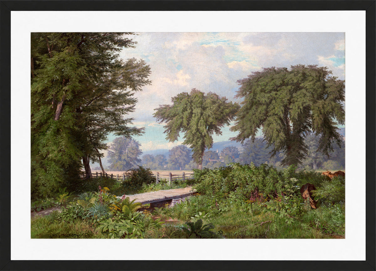 William Trost Richards Print, Landscape (1860) in a black frame