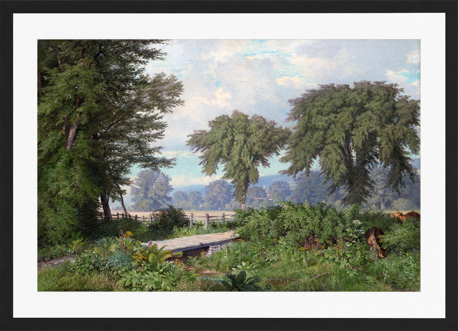 William Trost Richards Print, Landscape (1860) in a black frame