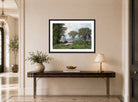 William Trost Richards Print, Landscape (1860) displayed above a console table
