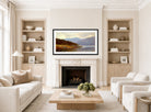 William Trost Richards Print, Looking Westward, Norway (Lake Scene) displayed in a Scandinavian living room