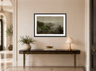William Trost Richards Print, Mackerel Cove (1877) displayed above a console table