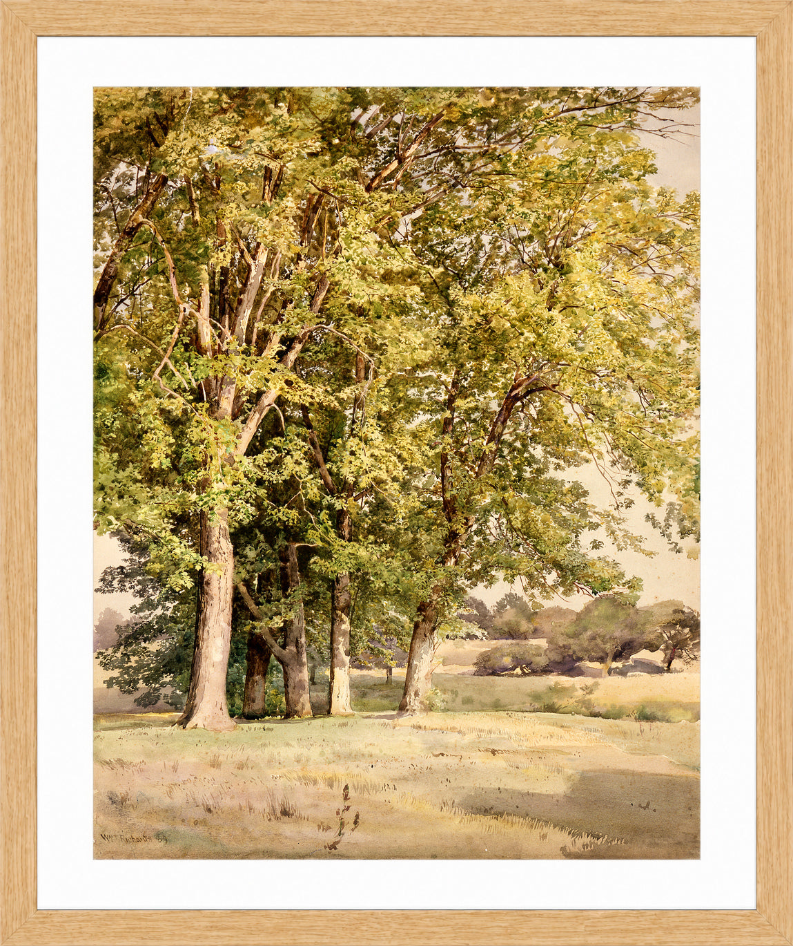 William Trost Richards Print, Maples in Chester County, Pennsylvania (1889) in a light oak frame