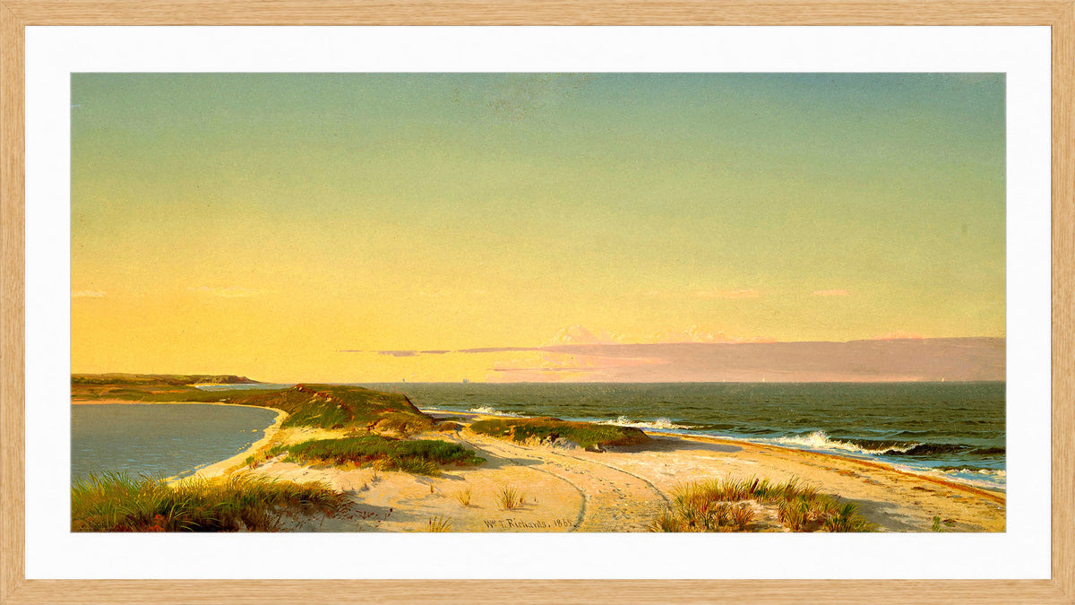 William Trost Richards Print, Nantucket Shore (1865) in a light oak frame