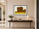 William Trost Richards Print, Near Salisbury, England displayed above a console table