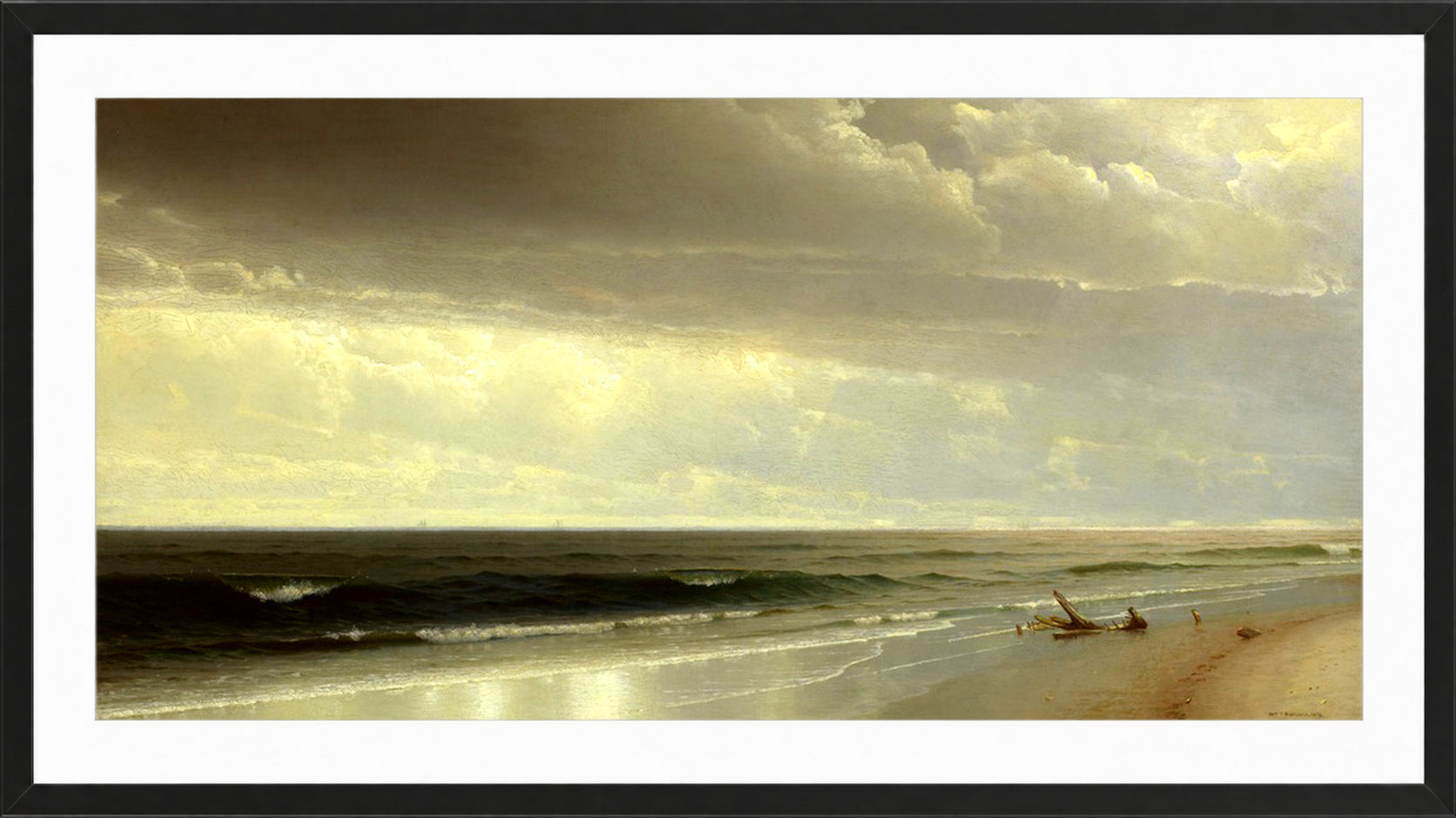 William Trost Richards Print, New Jersey Shore (1873) in a black frame