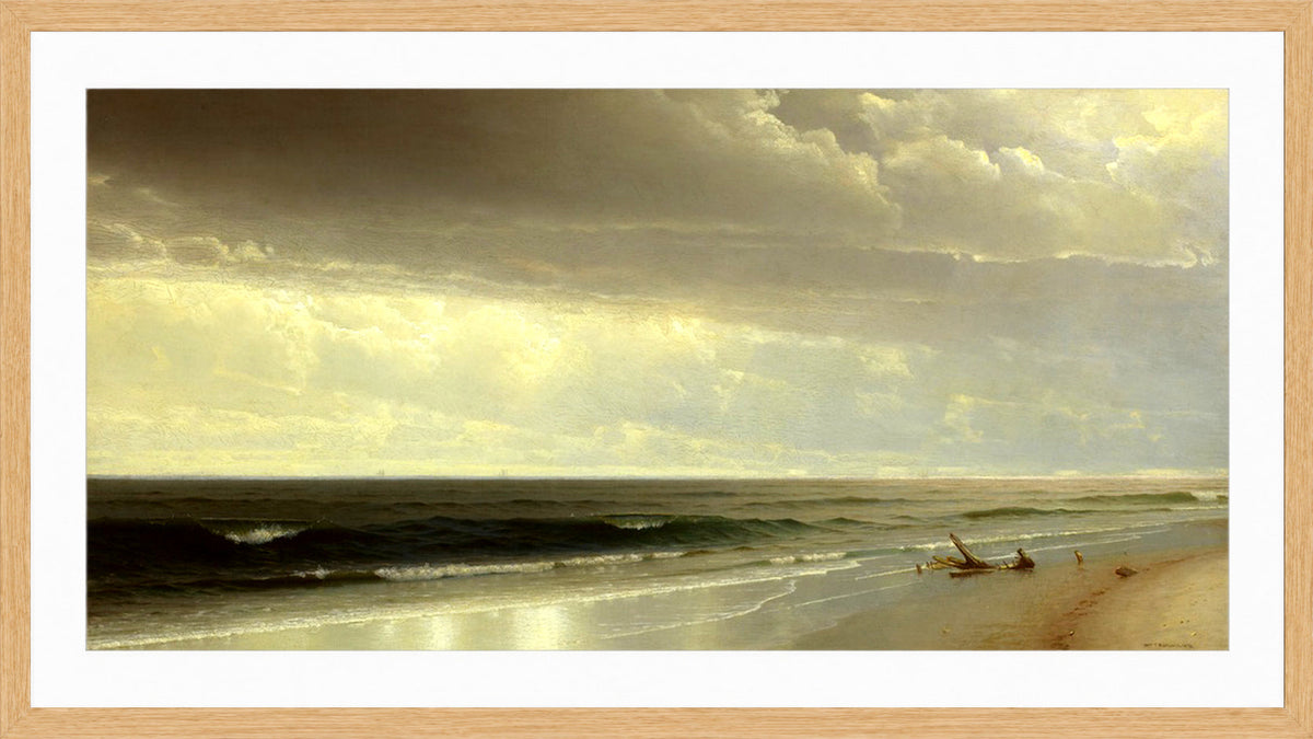 William Trost Richards Print, New Jersey Shore (1873) in a light oak frame