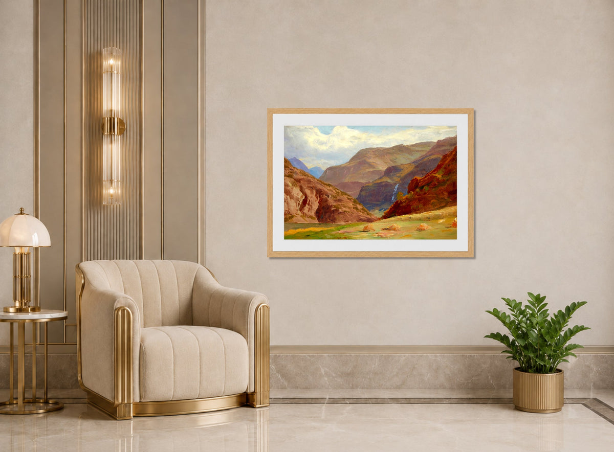 William Trost Richards Print, Norway displayed in an Art Deco interior