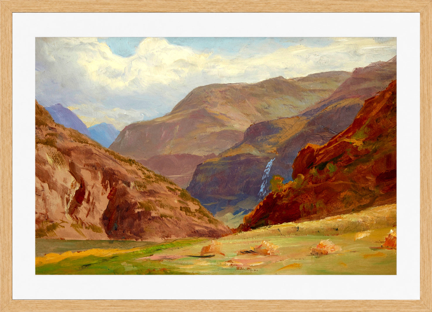 William Trost Richards Print, Norway in a light oak frame