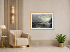 William Trost Richards Print, Off the Coast of Cornwall (1904) displayed in an Art Deco interior