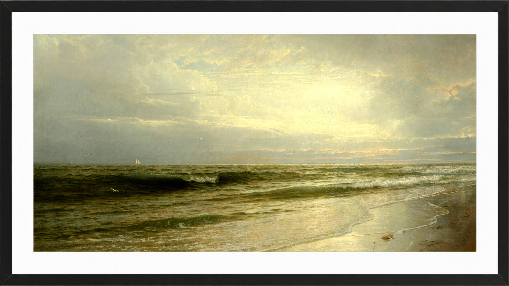 William Trost Richards Print, On the Coast of New Jersey (1883) in a black frame