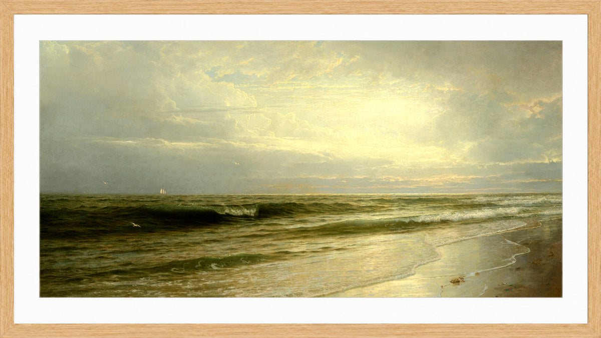 William Trost Richards Print, On the Coast of New Jersey (1883) in a light oak frame