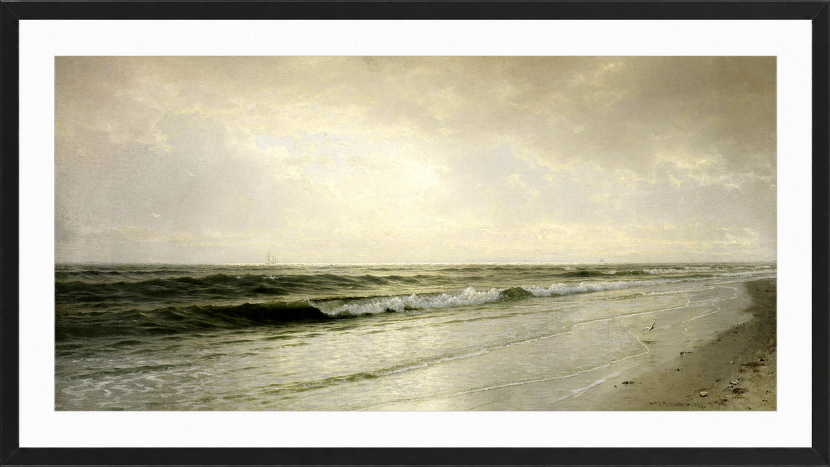 William Trost Richards Print, Quiet Seascape (1883) in a black frame