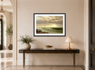 William Trost Richards Print, Rhode Island Coast displayed above a console table