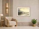 William Trost Richards Print, Rockaway Beach displayed in an Art Deco interior