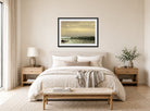 William Trost Richards Print, Rocks and Breaking Waves (c. 1870s) displayed above a bed