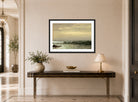 William Trost Richards Print, Rocks and Breaking Waves (c. 1870s) displayed above a console table