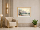 William Trost Richards Print, Rocky Coastline (1897) displayed in an Art Deco interior