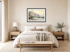 William Trost Richards Print, Rocky Coastline (1897) displayed above a bed
