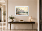 William Trost Richards Print, Rocky Coastline (1897) displayed above a console table
