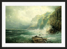 William Trost Richards Print, Rocky Coastline, Cornwall (1886) in a black frame