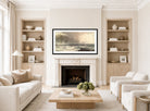 William Trost Richards Print, Sea and Cliffs (1892) displayed in a Scandinavian living room