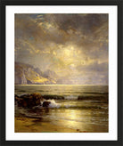 William Trost Richards Print, Seascape (1897) in a black frame