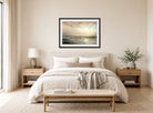William Trost Richards Print, Seascape (1901) displayed above a bed