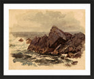 William Trost Richards Print, Seascape with Rocks (c. 1890s) in a black frame