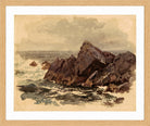 William Trost Richards Print, Seascape with Rocks (c. 1890s) in a light oak frame