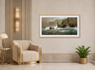 William Trost Richards Print, South-West Point, Conanicut (1878–1879) displayed in an Art Deco interior