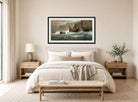 William Trost Richards Print, South-West Point, Conanicut (1878–1879) displayed above a bed