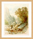 William Trost Richards Print, Split Rock, Adirondacks (1868) in a light oak frame
