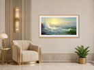 William Trost Richards Print, Sunlit Waves (1903) displayed in an Art Deco interior