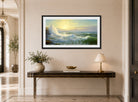 William Trost Richards Print, Sunlit Waves (1903) displayed above a console table