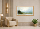 William Trost Richards Print, Sunset on Mount Chocorua, New Hampshire (1872) displayed in an Art Deco interior