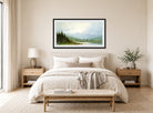 William Trost Richards Print, Sunset on Mount Chocorua, New Hampshire (1872) displayed above a bed