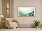 William Trost Richards Print, The Mount Washington Range, from Mount Kearsarge (1872) displayed in an Art Deco interior