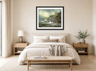 William Trost Richards Print, View of the Artist’s Home, Graycliff, Newport, Rhode Island (1894) displayed above a bed