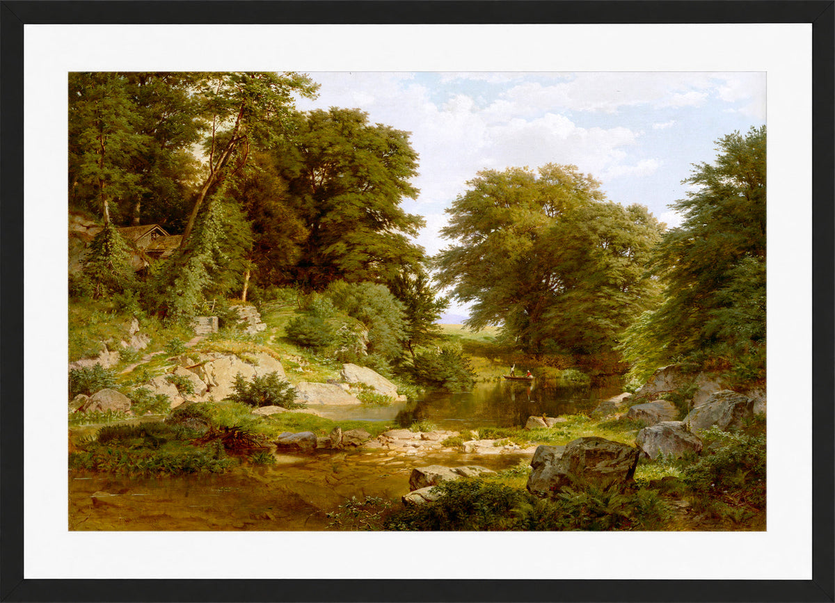 William Trost Richards Print, Woodland Brook (1861) in a black frame