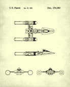Y-Wing Blueprint Poster Patent Print Star Wars Spaceship