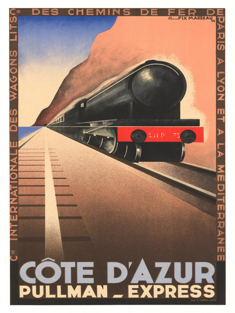 Cote D'Azur Railway Print Vintage Travel Poster Art