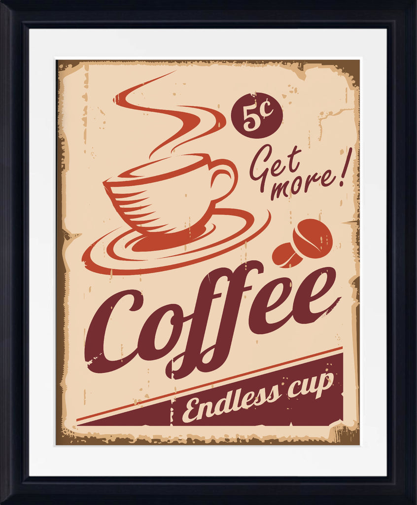 Coffee Shop Print Framed Vintage Advertising Poster Art