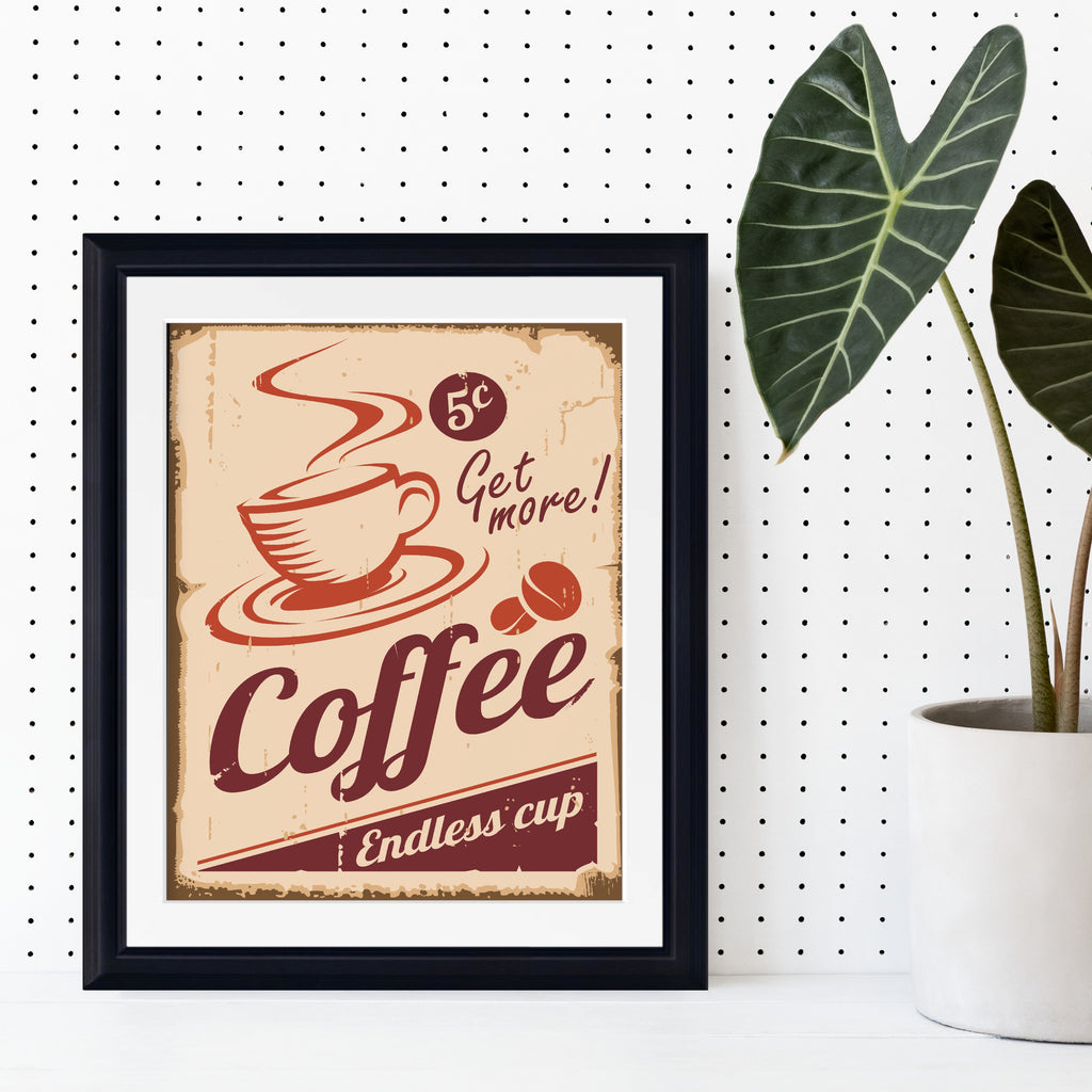 Coffee Shop Print Framed Vintage Advertising Poster Art