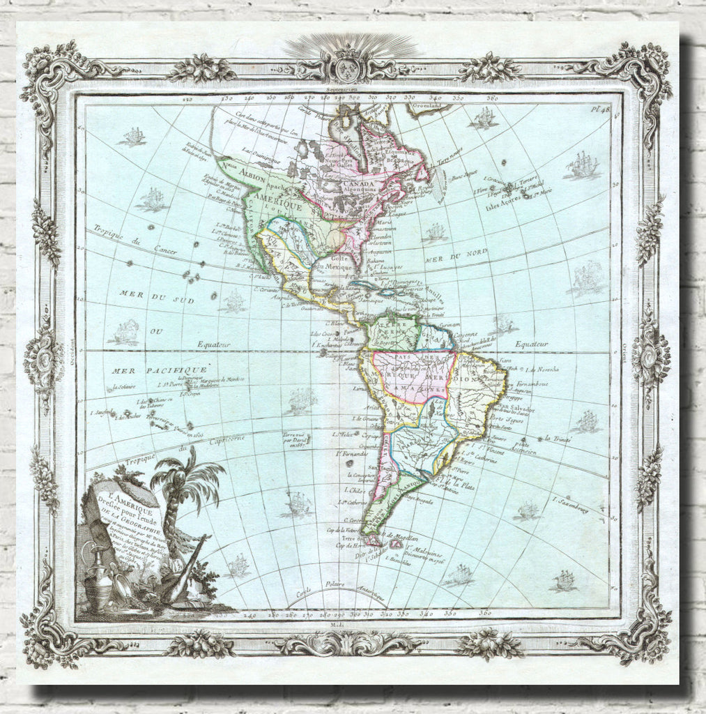Map of Americas , 1764 Brion de la Tour 9550