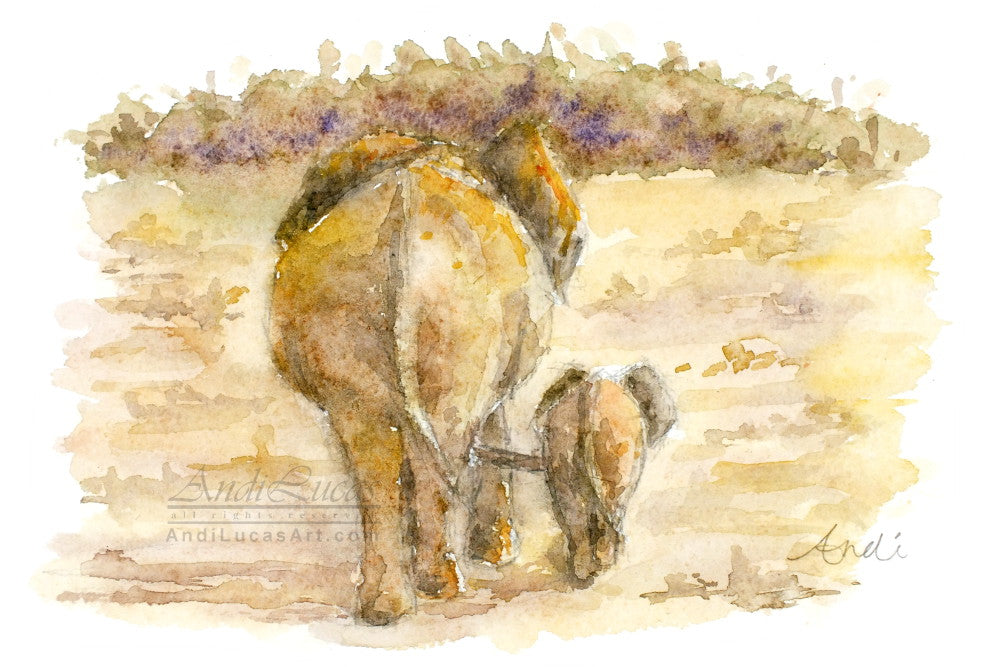 Elephants Watercolour Print, Andi Lucas Wildlife Art