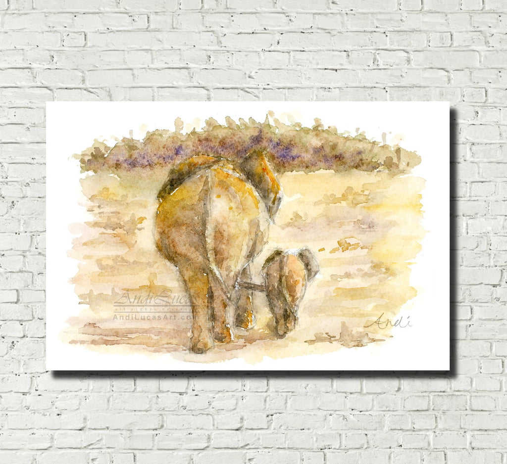 Elephants Watercolour Print, Andi Lucas Wildlife Art